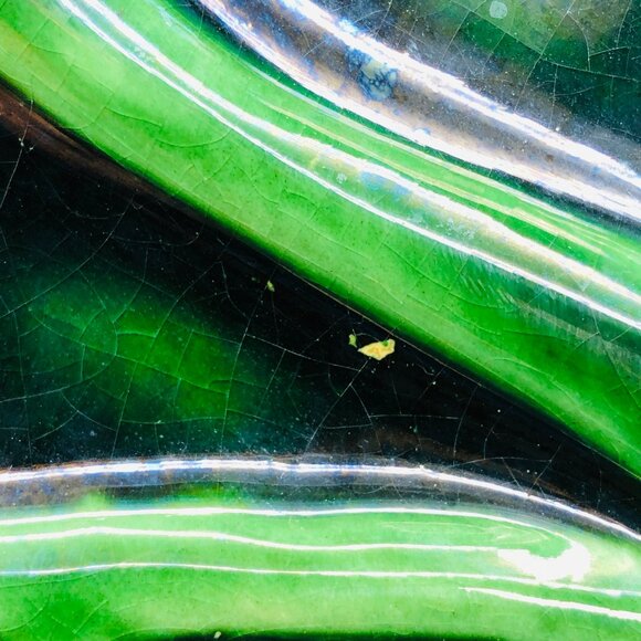 70s Beauceware Oversized Green Maple Leaf Ceramic Console Bowl Organic Decor - Picture 11 of 11